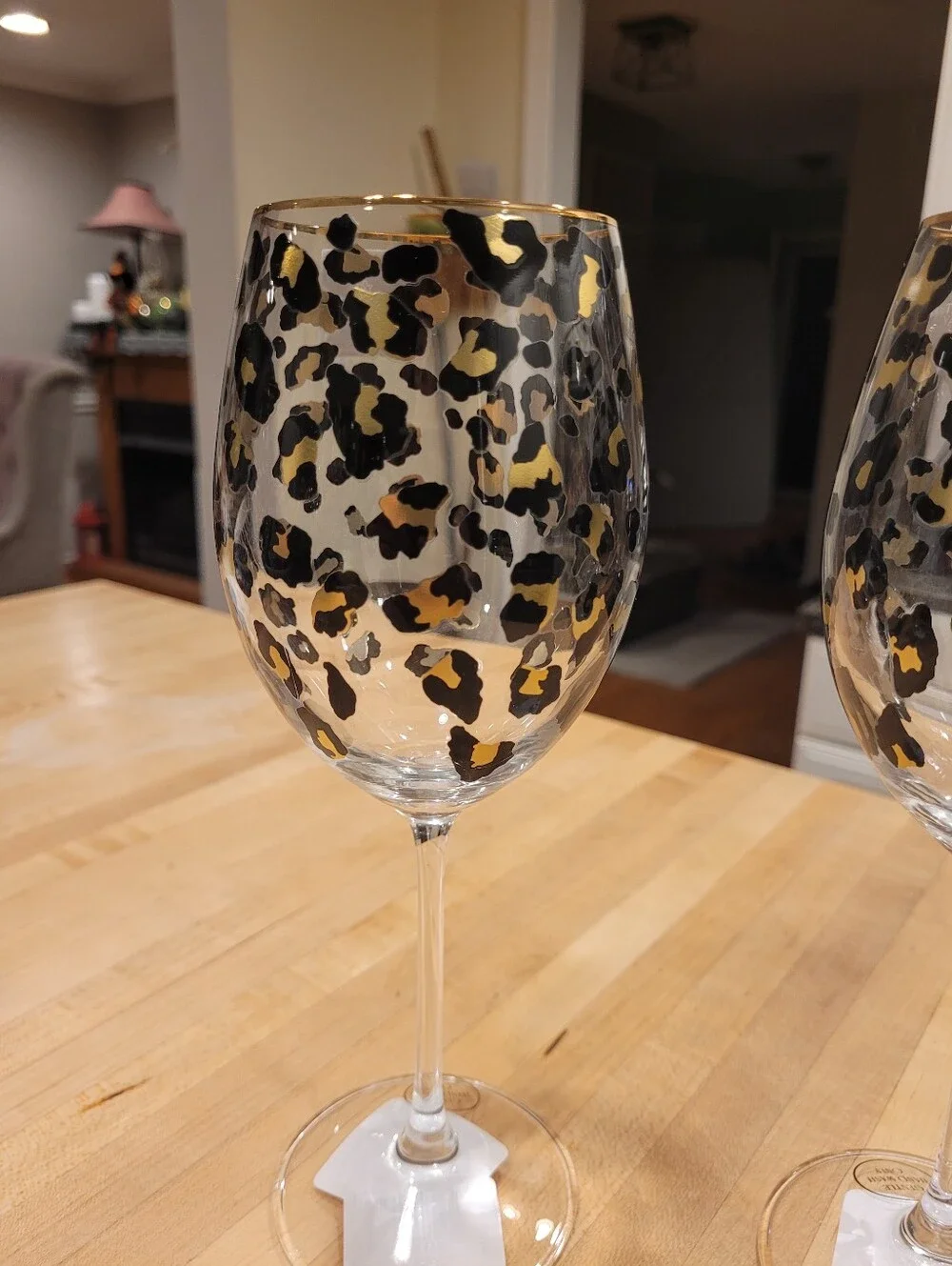 NEW Gourmet Everyday Leopard Print Wine Glass Set – Gold & Black Pattern